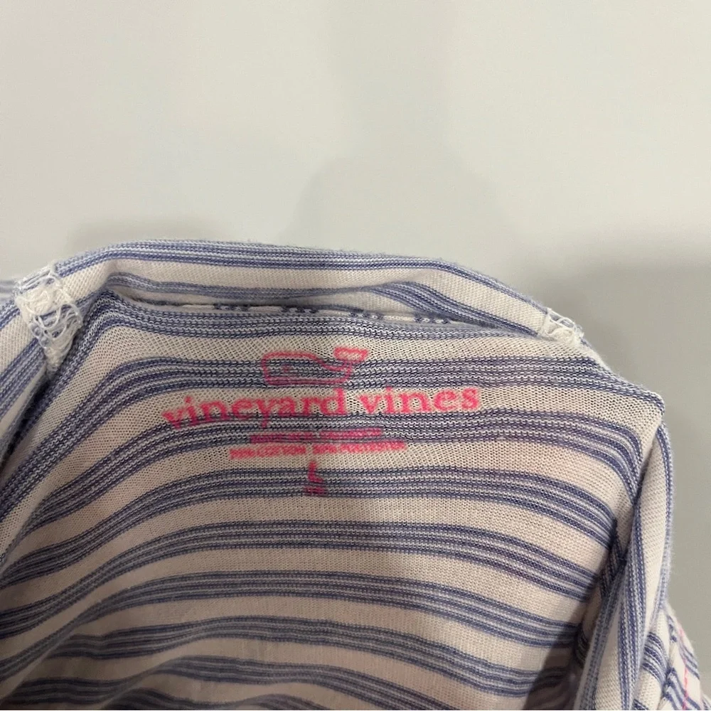 Vineyard Vines Girls Large Longsleeve Striped Navy and White Hoodie T Shirt 14 - Picture 6 of 7